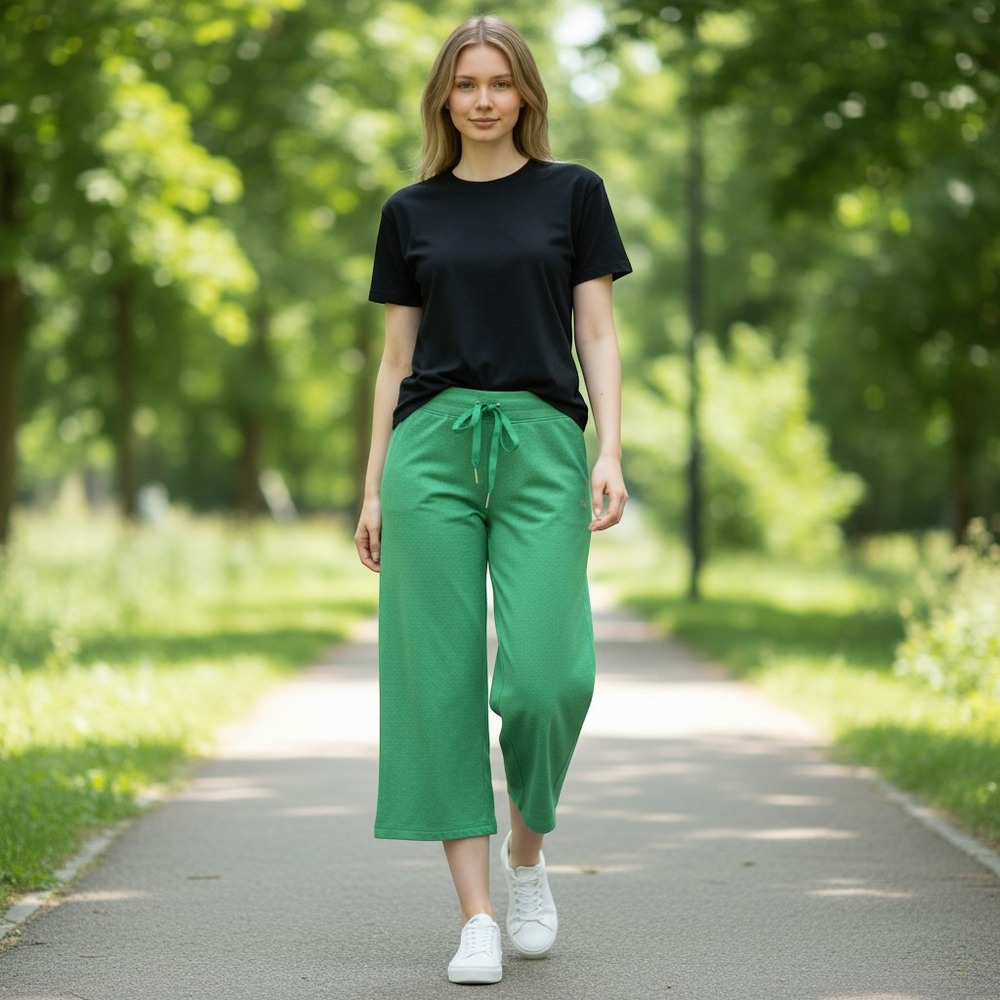 Champion Elite Womens Green Heather Wide Leg Cropped Sweatpants Size M